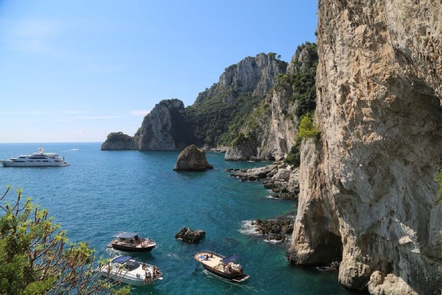 From Sorrento: Full-Day Boat Cruise to Capri - The coast tour portion: Marina Grande, Roman villa ruins, and waterfall-in-a-pool vibes