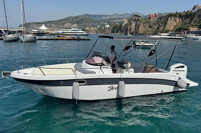 From Sorrento : Private Capri Island Tour with Saver 28ft - 3 Hours on Capri: Lunch Choice vs. Port Docking Fee