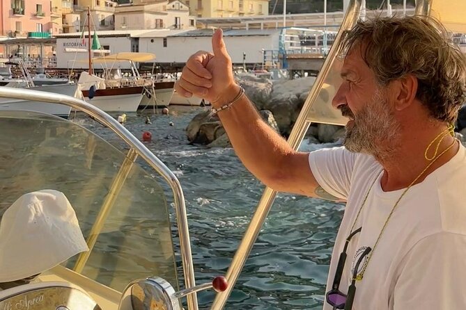Private Sorrento Coast Tour from Marina Grande -Premium 28ft Boat - Cala di Puolo swim time: shallow, calm water and a slower pace